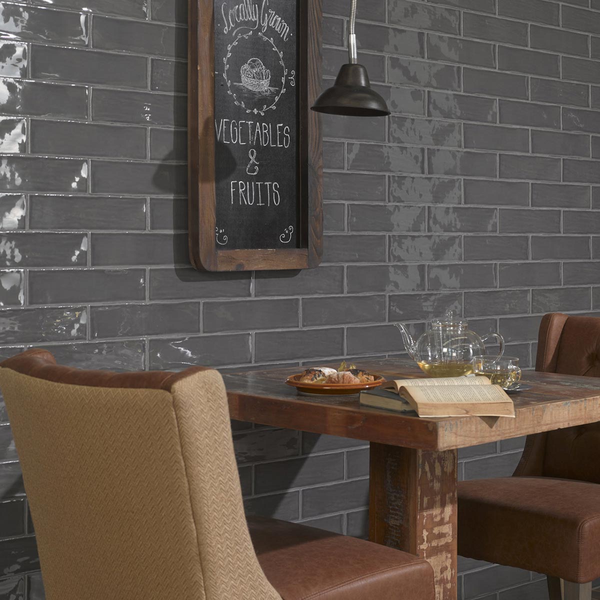 Poitiers Smoke Wall Tile 7.5x30cm Gloss