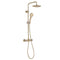 Portobello Dual Outlet Exposed Thermostatic Shower Bar Valve With Rigid Riser Handset and Shower Head Brushed Brass