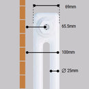 Rivassa Two Column Traditional Vertical Radiator White Gloss Side View