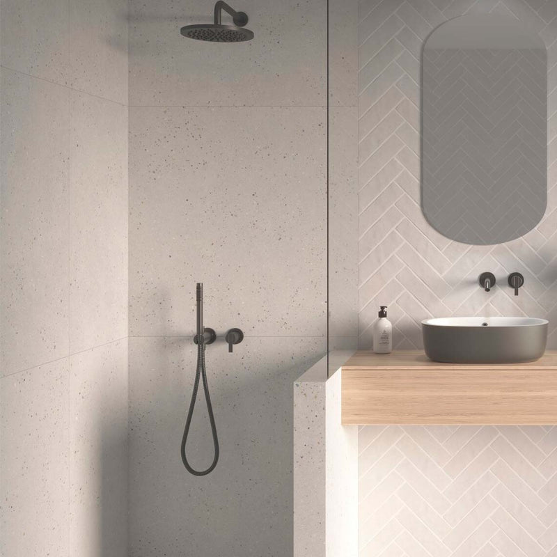 Sensa Silver 4D Shaped Terrazzo Effect Porcelain Tile 90x90cm Matte