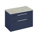 Shoreditch 850 Double Drawer Wall Hung Vanity Unit With Concrete Haze Worktop