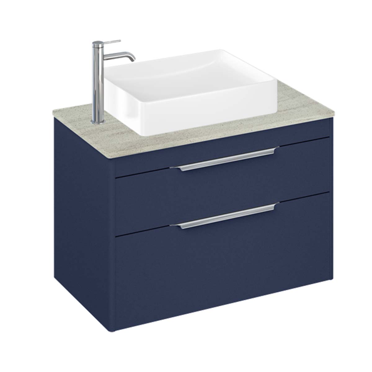 Shoreditch 850 Double Drawer Wall Hung Vanity Unit With Concrete Haze Worktop