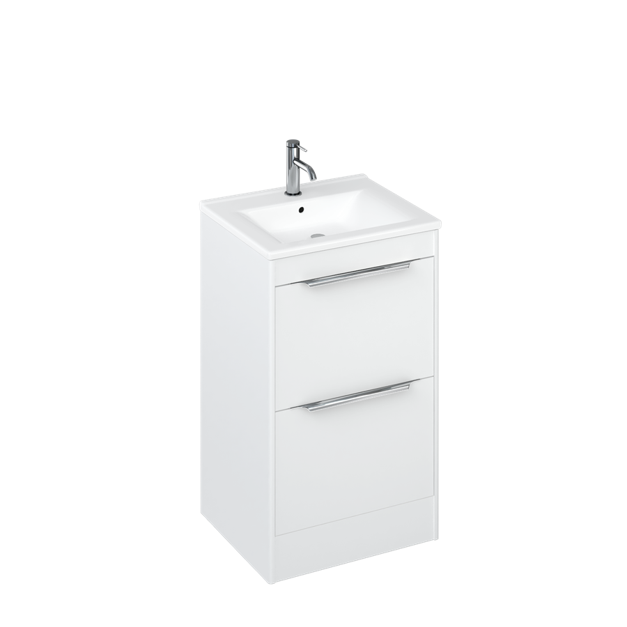 Shoreditch Double Drawer Floor Standing Vanity Unit 550mm With Square Basin in Matt White