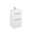 Shoreditch Double Drawer Floor Standing Vanity Unit 550mm With Square Basin in Matt White