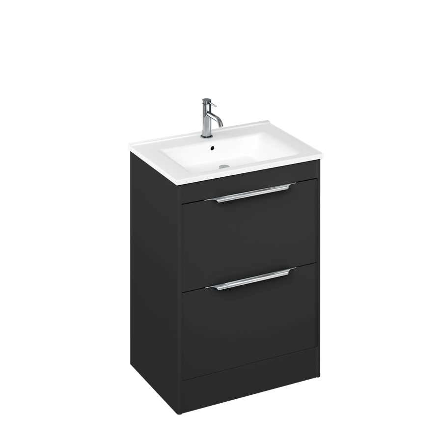 Shoreditch Double Drawer Floor Standing Vanity Unit 650mm With Square Basin