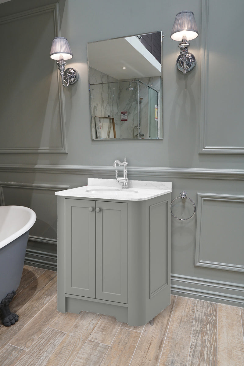 Shrewsbury 700mm 2 Door Floor Standing Vanity Unit With Carrara Marble Worktop & Basin