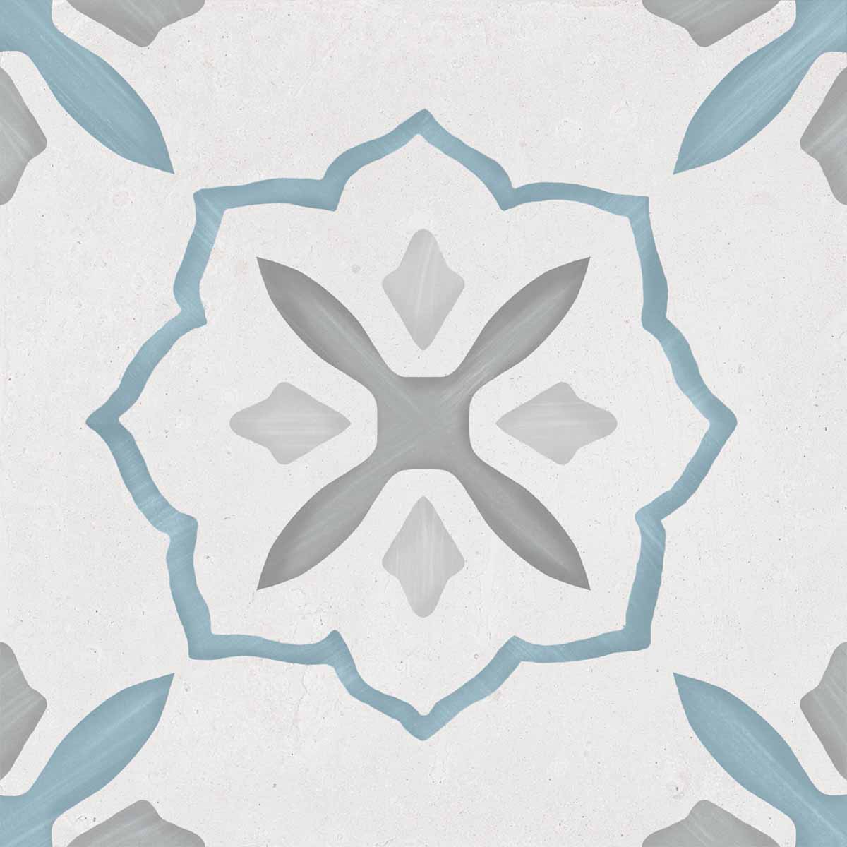 Sirocco Blue Cross Pattern Porcelain Tile 22x22cm Matte