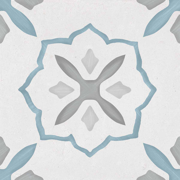 Sirocco Blue Cross Pattern Porcelain Tile 22x22cm Matte