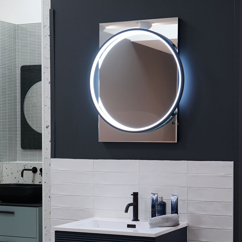 HiB Solas Black Frame LED Illuminated Fog-Free Mirror