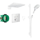 Square Select concealed valve with Raindance 300 Overhead and Select rail kit Matt White