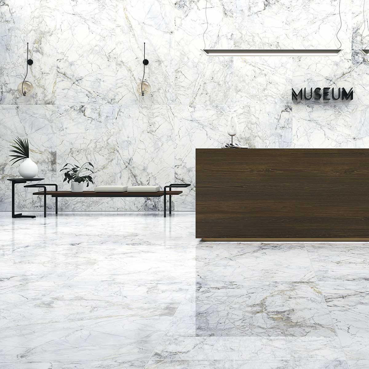 Supreme Marble Effect Porcelain Tile Polished 60x120cm Feature