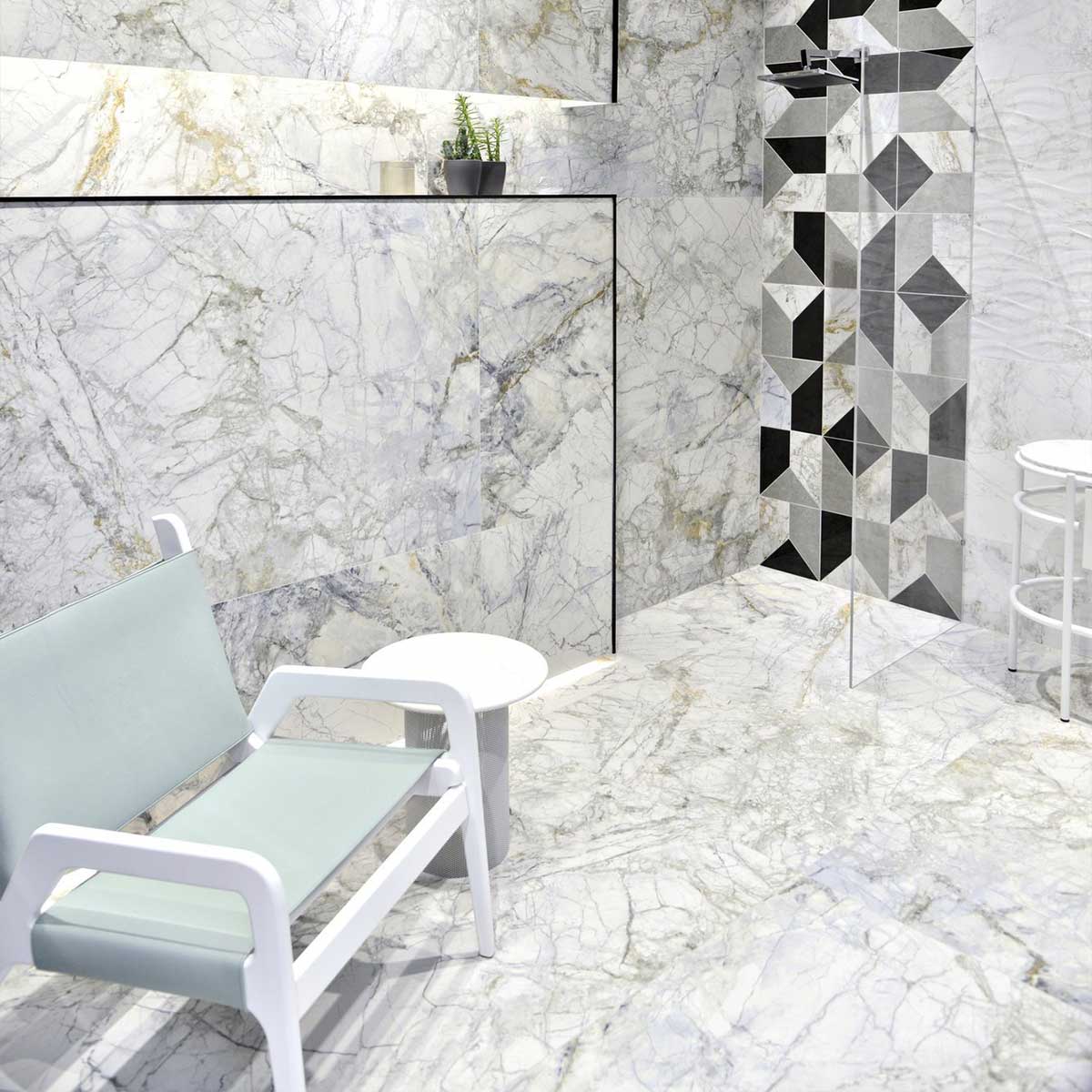 Supreme Marble Effect Porcelain Tile Polished 60x120cm Feature