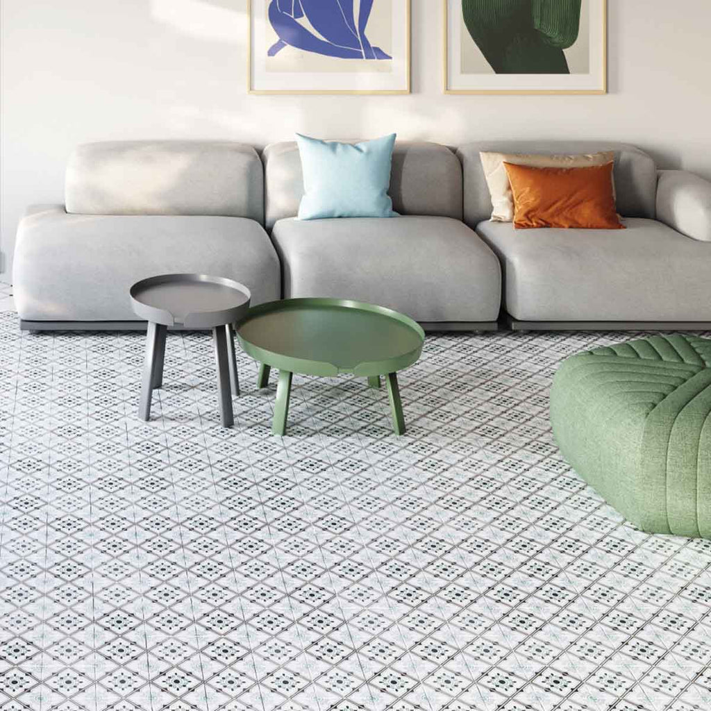 Tanger Sand Bloom Pattern Porcelain Tile 12x12cm Natural Matt | Deluxe ...