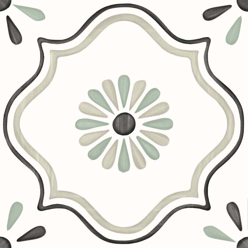 Tanger Sand Flower Pattern Porcelain Tile 12.3 x 12.3cm Matte