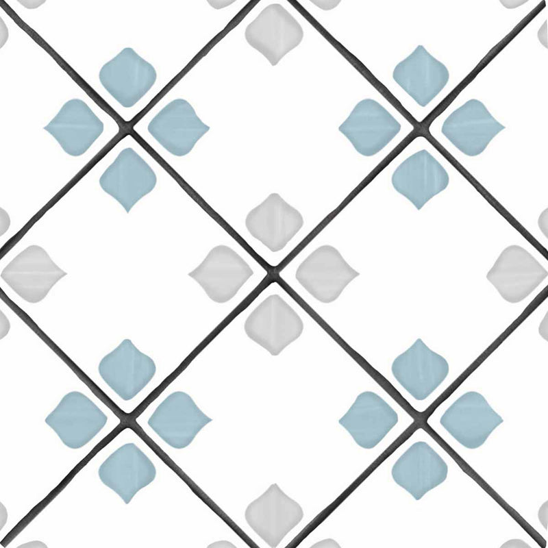 Tanger Silver Rhomb Pattern Porcelain Tile 12.3 x 12.3cm Matt