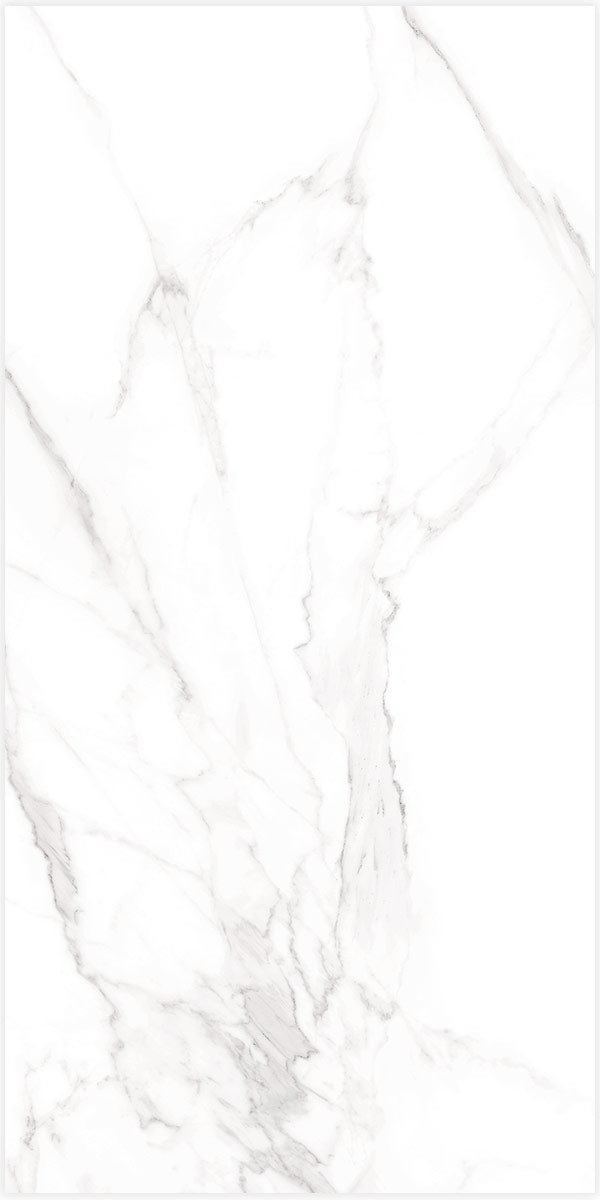 Torano Bianco Marble Effect Porcelain Tile Polished 60 x 120cm Pattern