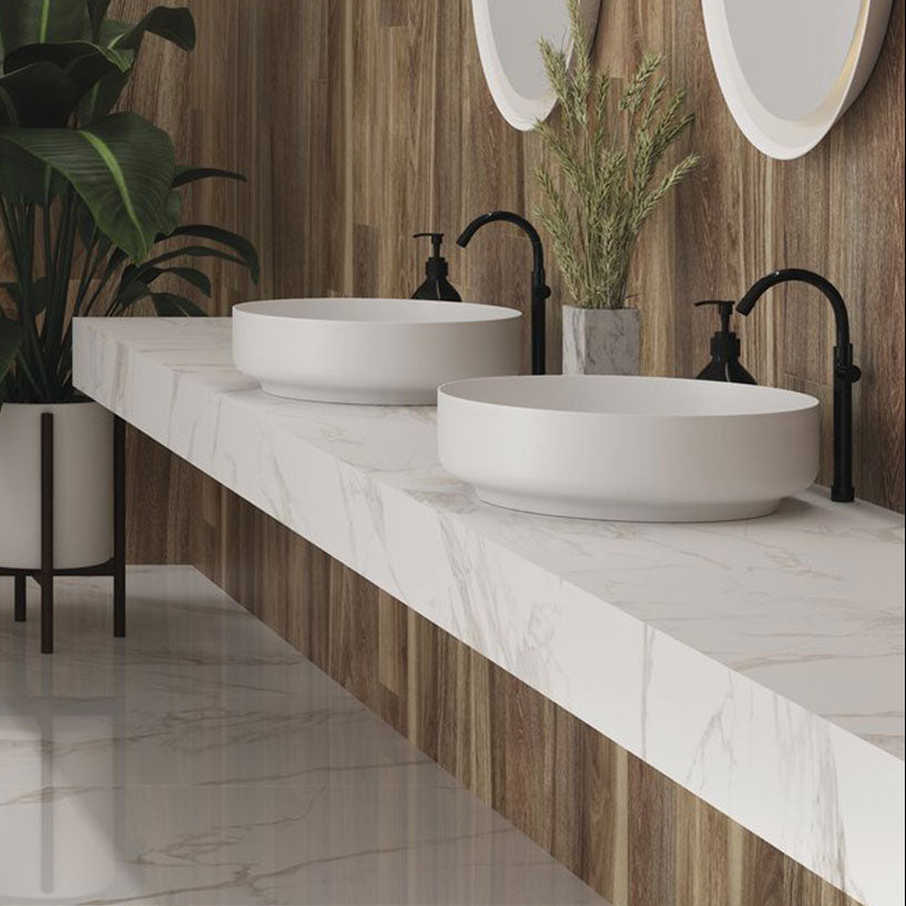 Torano Gold Marble Effect Porcelain Tile Matt 60x120cm Feature