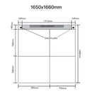 Unislope 1K elegance linear drain 1650x1660mm dimensions