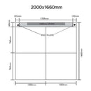 Unislope 1K elegance linear drain 2000x1660mm dimensions
