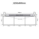 Unislope 1K elegance linear drain 2250x900mm dimensions
