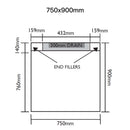 Unislope 1K linear drain 750x900mm dimensions