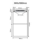 Unislope 1K linear drain 900x1660mm dimensions