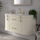 Utopia Roseberry Curved Wall Mounted Vanity Unit With Imperial White Solid Surface Worktop and Undermount Basin - Clotted Cream
