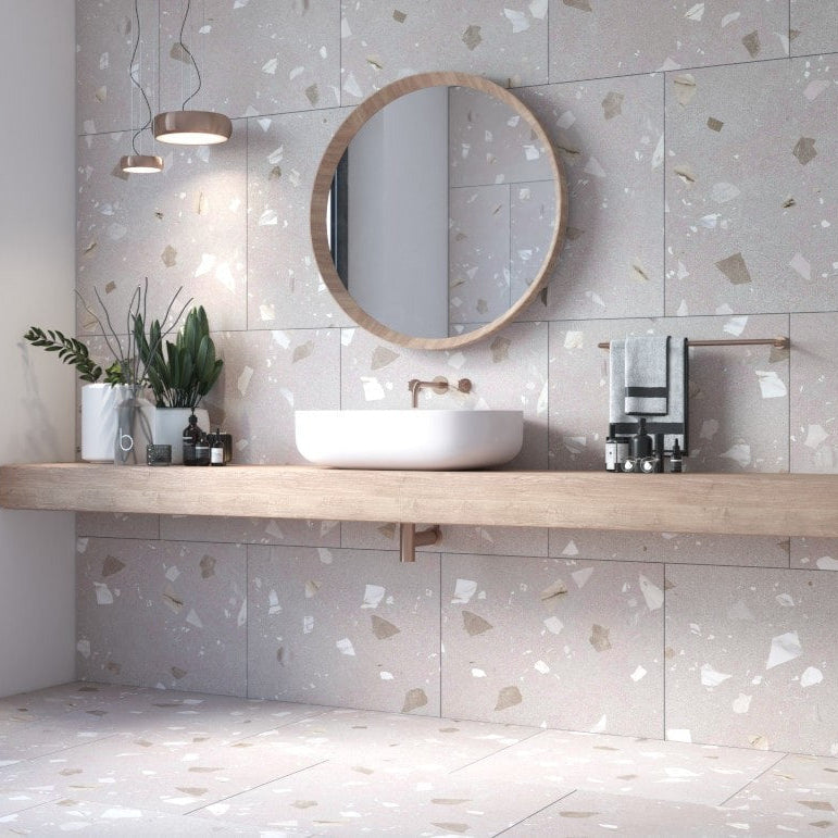 Arcana Ribe-R Beige Terrazzo Stone Porcelain Tile 80x80cm