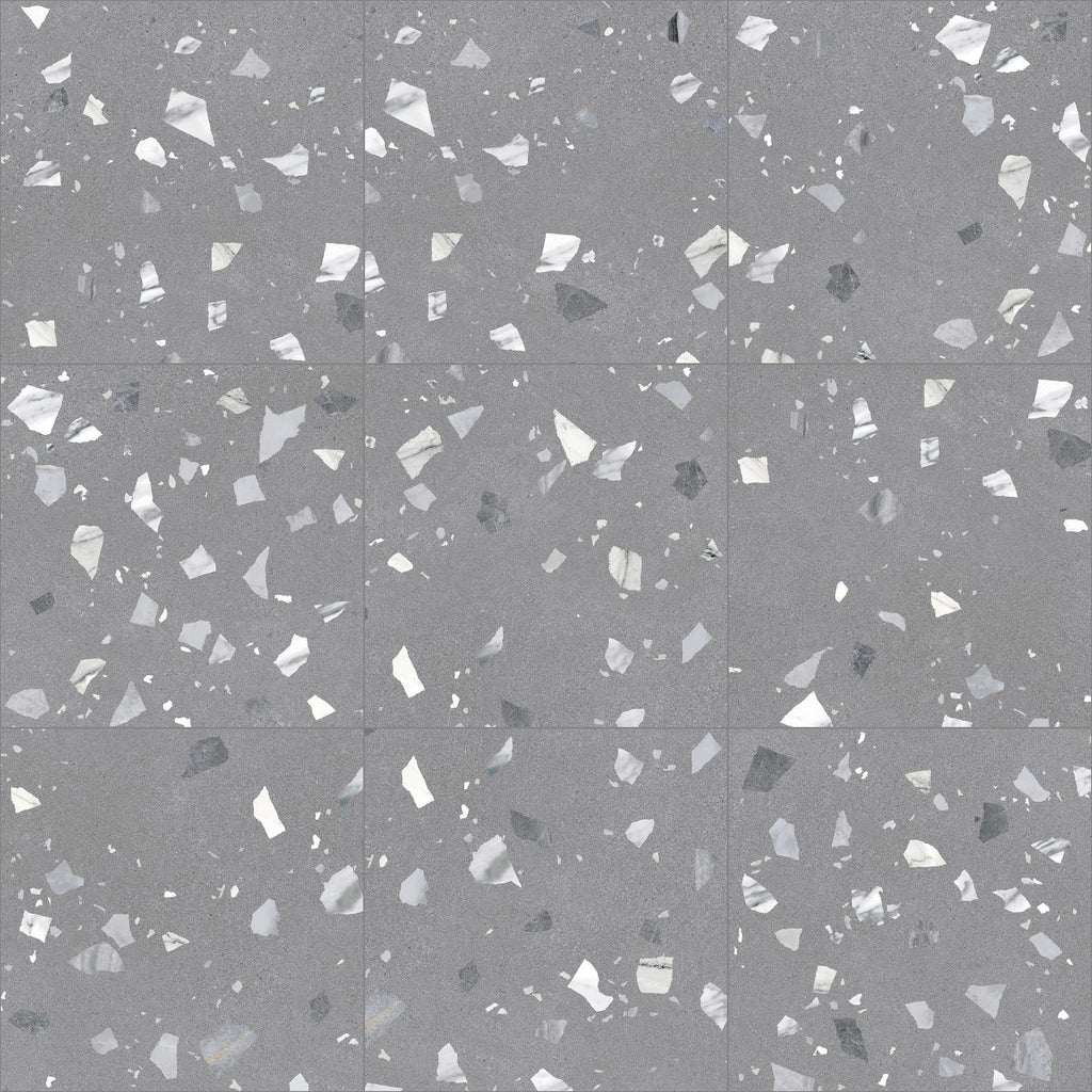 Arcana Ribe-R Antracita Terrazzo Stone Effect Porcelain Tile 80x80cm