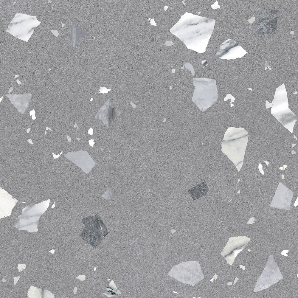 Arcana Ribe-R Antracita Terrazzo Stone Effect Porcelain Tile 80x80cm