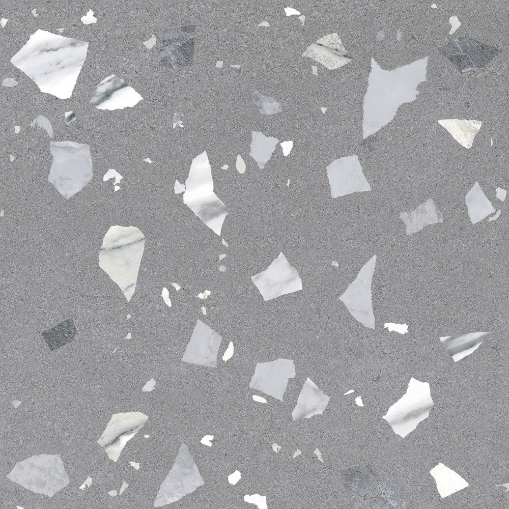 Arcana Ribe-R Antracita Terrazzo Stone Effect Porcelain Tile 80x80cm