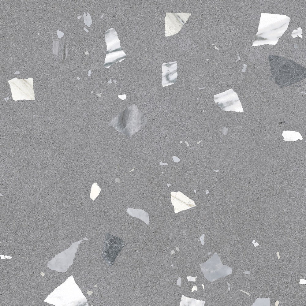 Arcana Ribe-R Antracita Terrazzo Stone Effect Porcelain Tile 80x80cm