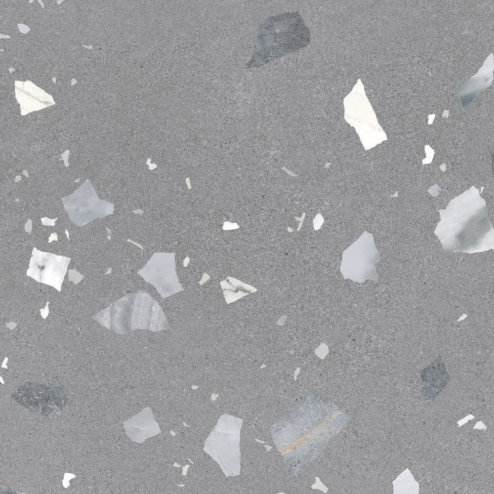 Arcana Ribe-R Antracita Terrazzo Stone Effect Porcelain Tile 80x80cm