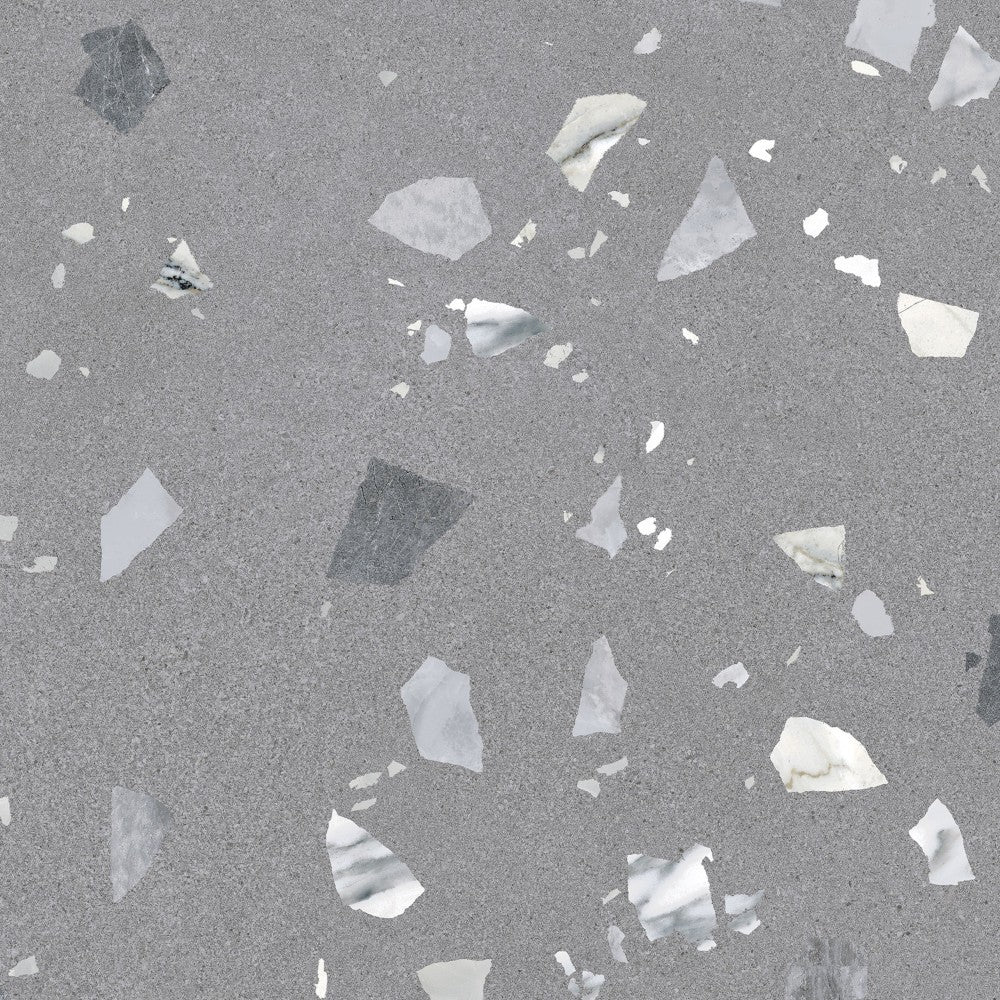 Arcana Ribe-R Antracita Terrazzo Stone Effect Porcelain Tile 80x80cm