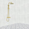 Deluxe Brushed Brass Edition Exposed Thermostatic Bar Mixer with Overhead Shower, Slide Rail & Handheld Shower Kit