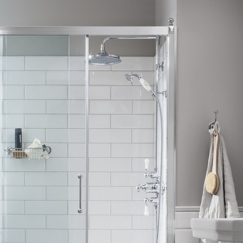 Burlington Avon Thermostatic Dual Outlet Valve With Rigid Riser and Shower Set With Overhead Deluxe Bathrooms Ireland