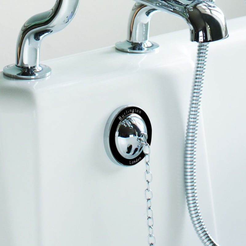 Burlington Exposed Bath Overflow with Plug and Chain Waste Deluxe Bathrooms Ireland