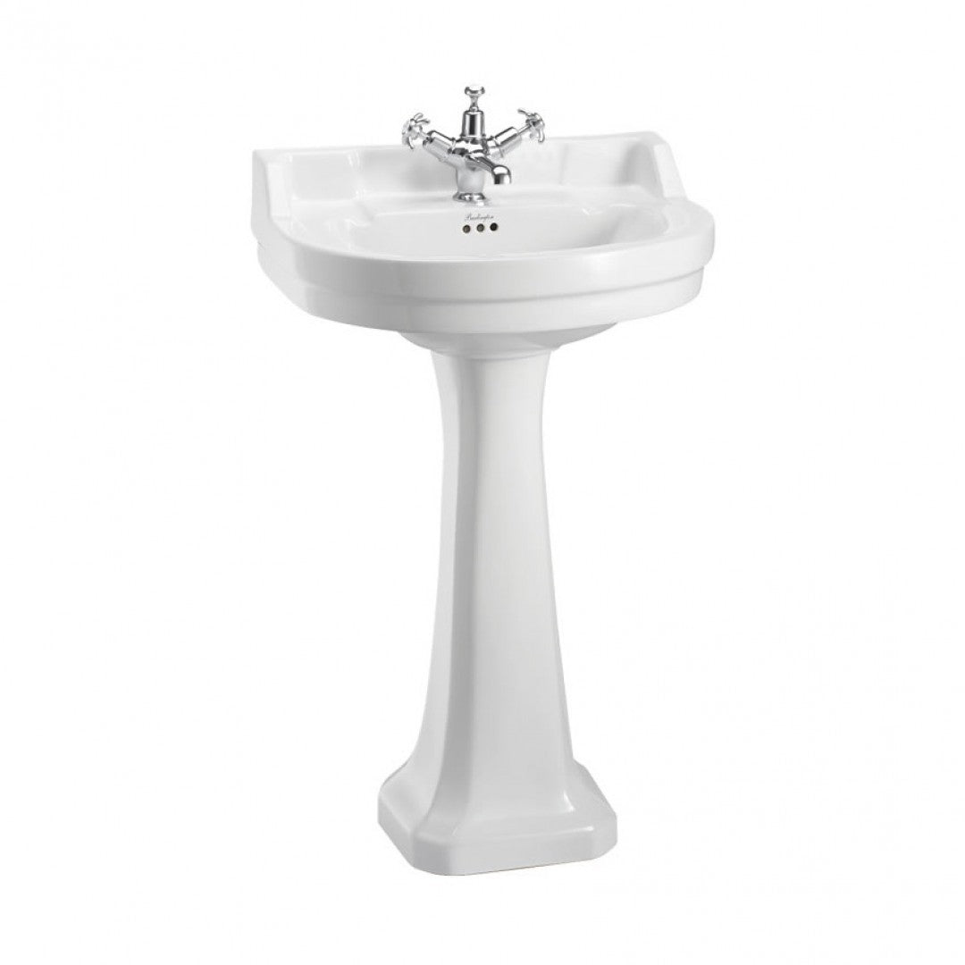 Burlington Edwardian 560mm White Round Basin With Standard Pedestal Deluxe Bathrooms Ireland