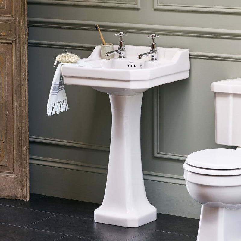 Burlington Edwardian Rectangular White Basin With Standard Pedestal Deluxe Bathrooms Ireland