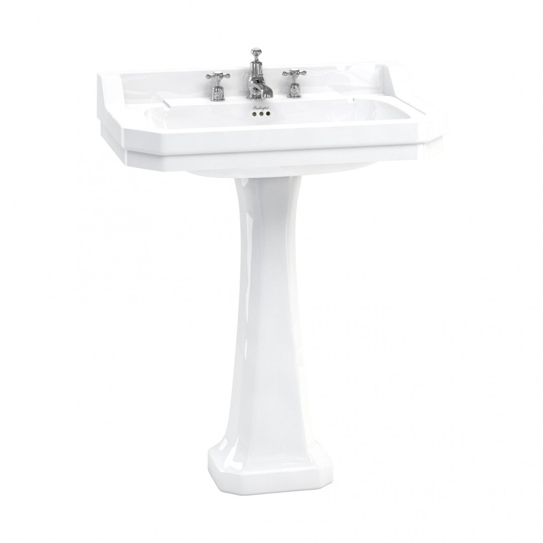 Burlington Edwardian Rectangular White Basin With Standard Pedestal Deluxe Bathrooms Ireland