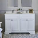 Burlington 1300 Floor Standing Vanity Unit With White Marble Worktop & Double Integrated Basin Deluxe Bathrooms Ireland