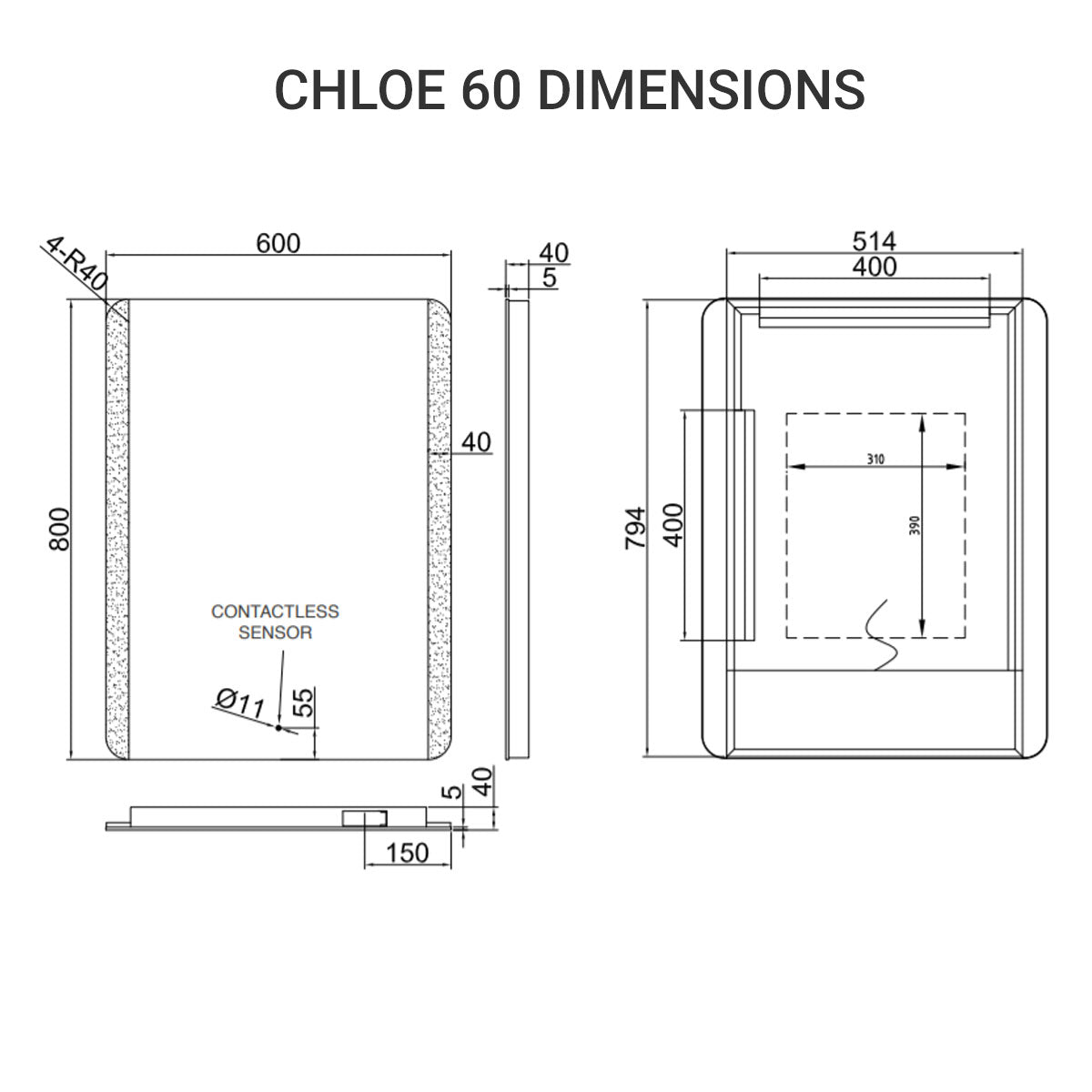 Deluxe Chloe 60 LED Mirror 600 x 800mm