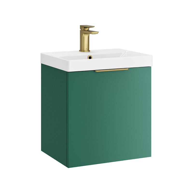 Colorado Single Drawer Wall Hung Vanity Unit With Basin - Forest Green