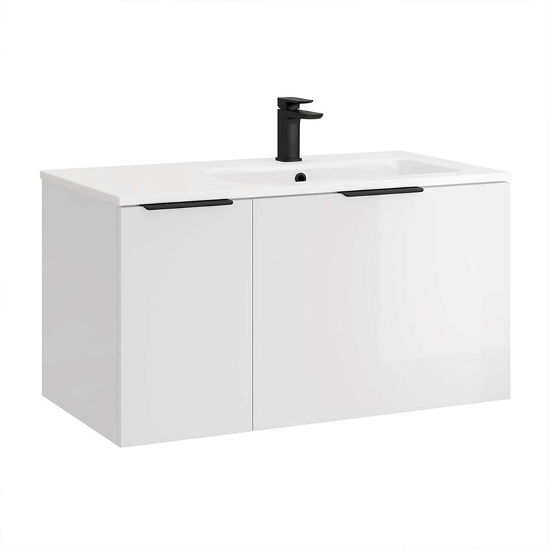 colorado wall hung vanity unit with basin 950mm gloss white