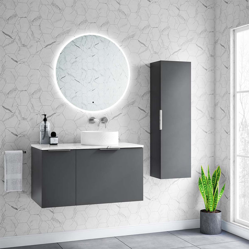 colorado wall hung vanity unit with carrara worktop 950mm matt grey