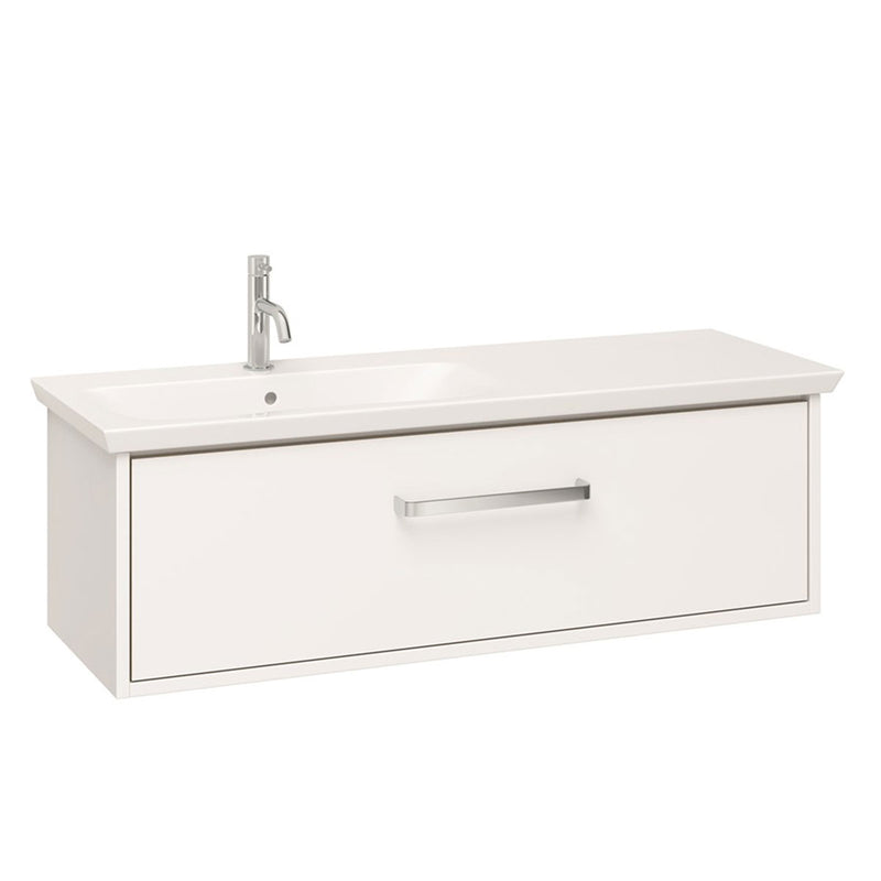 crosswater arena 1000 left handed wall hung bathroom vanity unit single drawer white