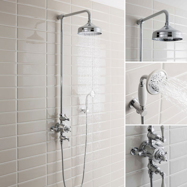 Belgravia Thermostatic Shower Valve With Wall Mounted Handset & Fixed Shower Head