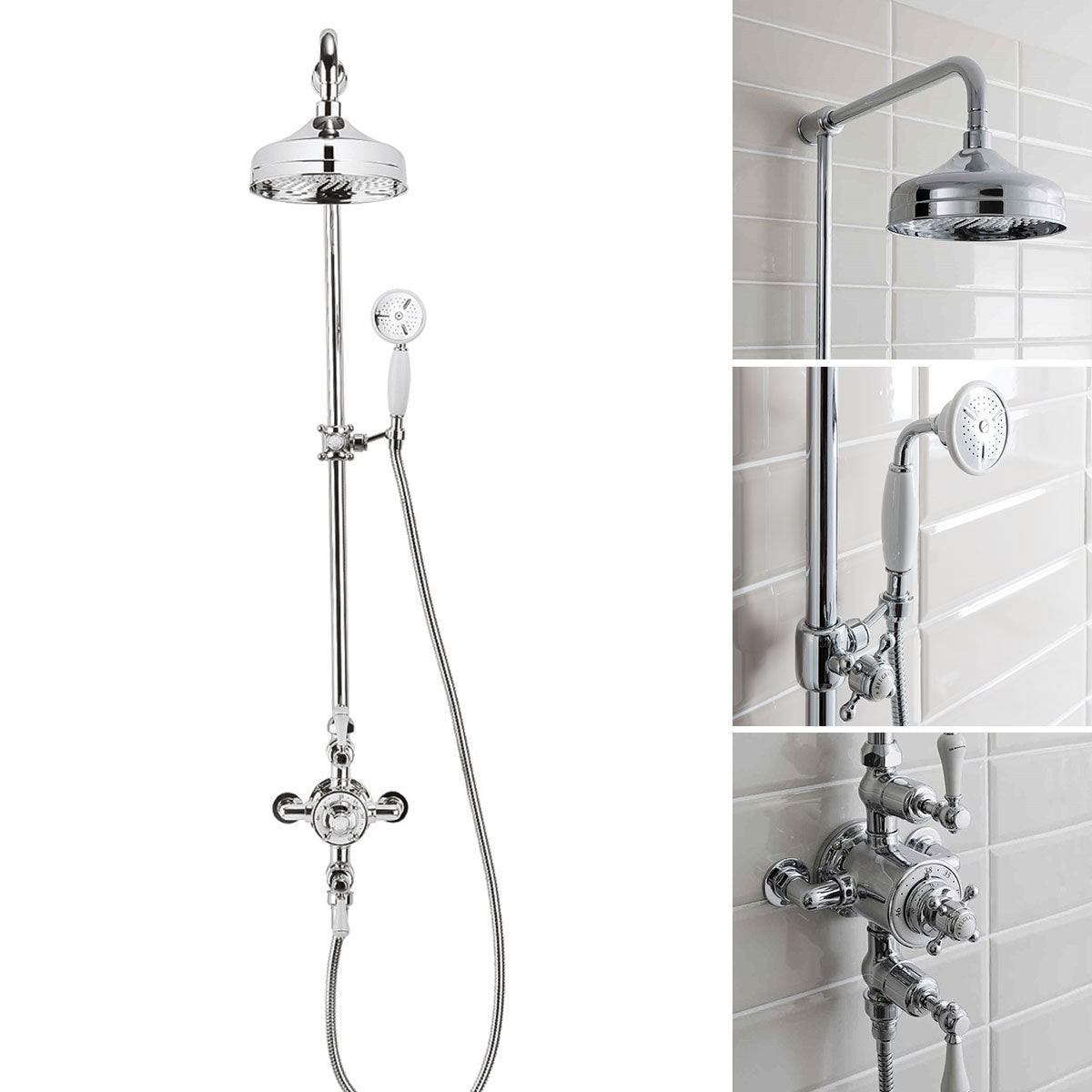 Crosswater Belgravia Exposed Thermostatic Shower Valve With Fixed Shower Head & Slide Rail Handset