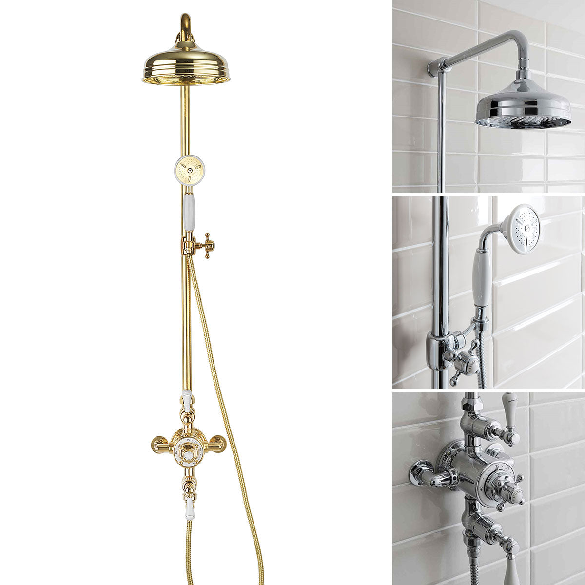 Crosswater Belgravia Exposed Thermostatic Shower Valve With Fixed Shower Head & Slide Rail Handset