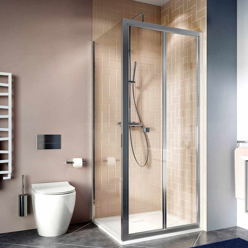 crosswater clear 6 bi-fold shower door with side panel silver lifestyle
